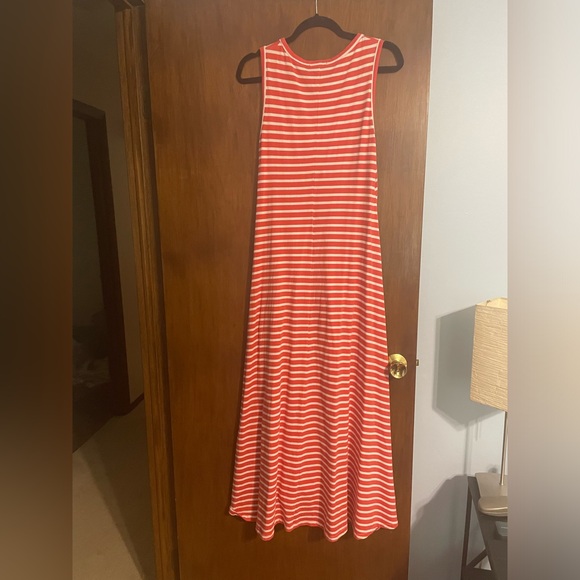 J. Crew high-low coral and white striped maxi dress size M - Picture 3 of 7